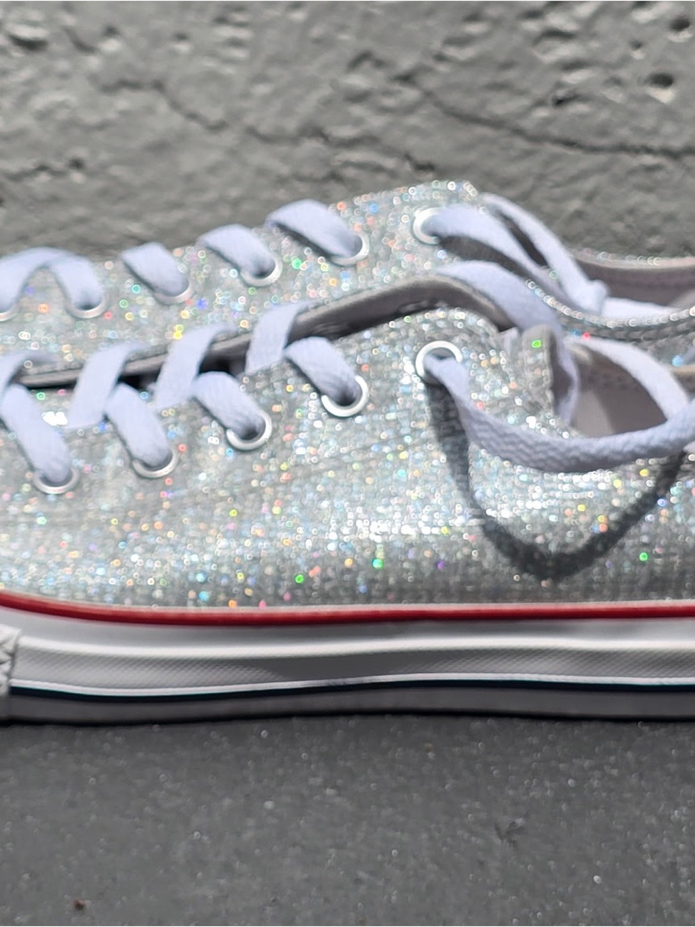Sparkle Low-Top Converse Sneakers- Silver Glitter Size 5 Pre-Owned